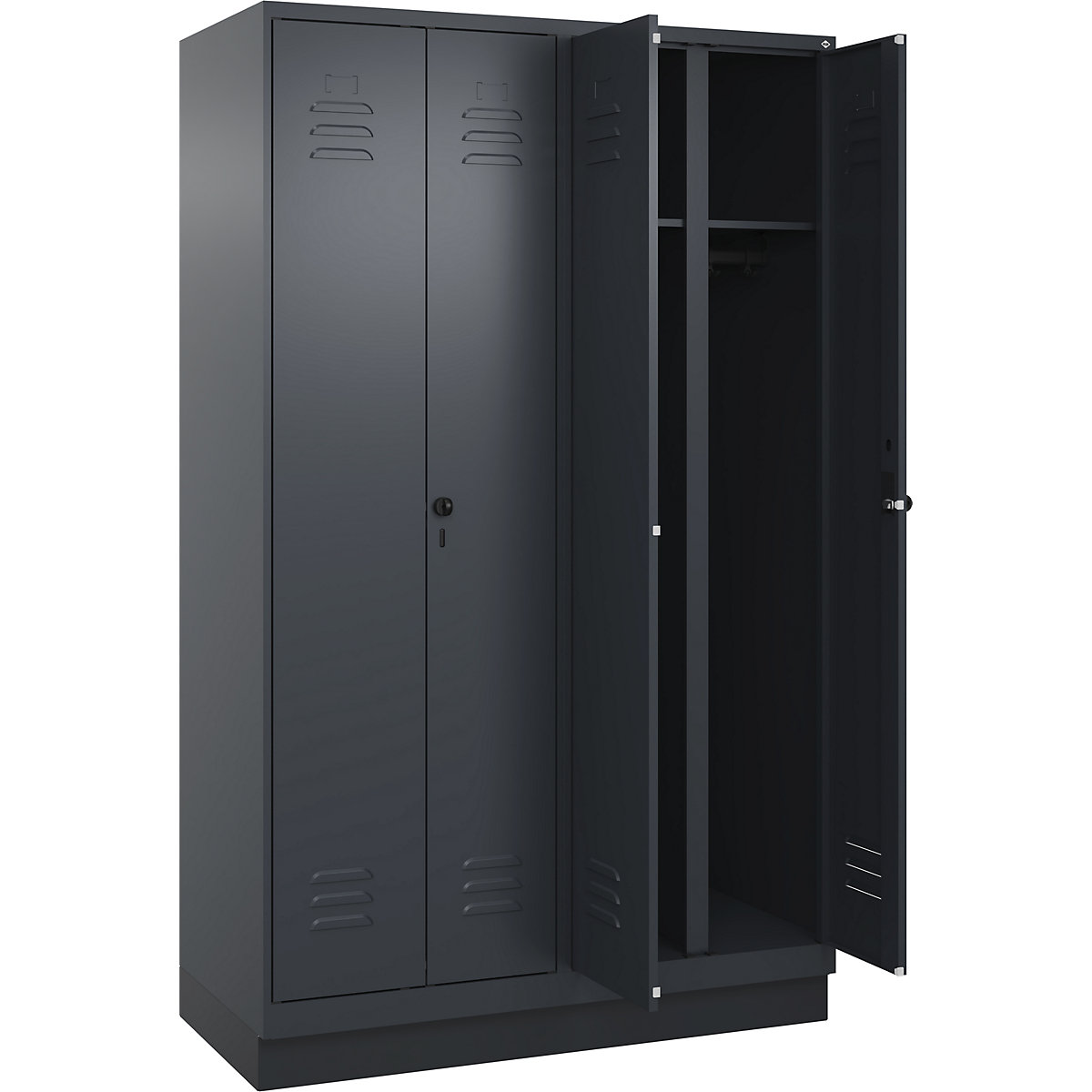 Armadietto sporco/pulito Classic PLUS – C+P, 2 scomparti, grigio, alt. x largh. 1950 x 1200 mm, con zoccolino, serratura girevole-0