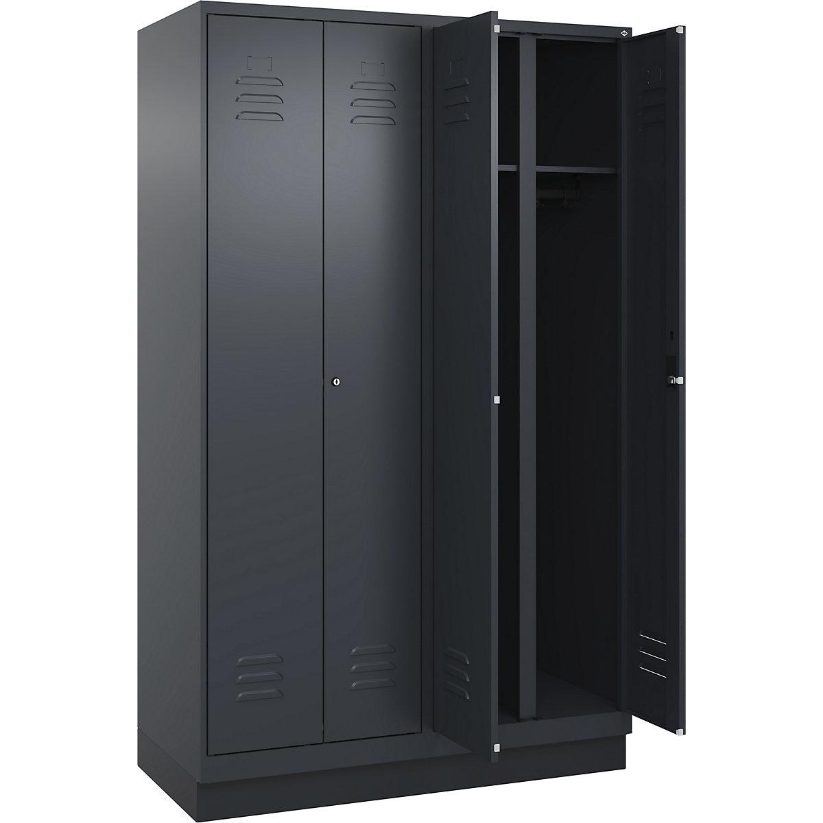 Armadietto sporco/pulito Classic PLUS – C+P, 2 scomparti, grigio, alt. x largh. 1950 x 1200 mm, con zoccolino, serratura a cilindro-0