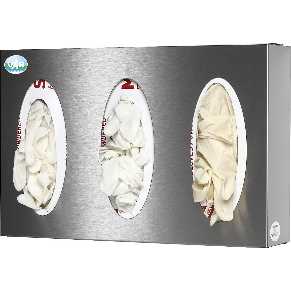 Dispenser da parete – VAR, acciaio inox, alt. x largh. x prof. 250 x 380 x 80 mm, 3 scomparti-0