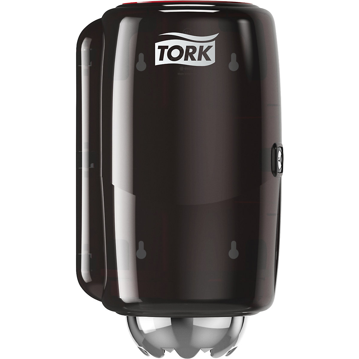 Dispenser per asciugamani e salviettine – TORK, con svolgimento interno, alt. x largh. x prof. 333 x 193 x 172 mm, nero / rosso-0