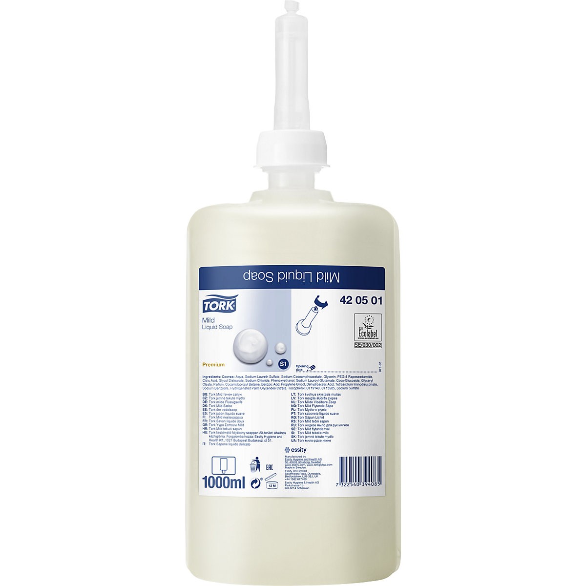 Sapone liquido delicato – TORK, per sporco normale, conf. da 6 flaconi da 1 l-0
