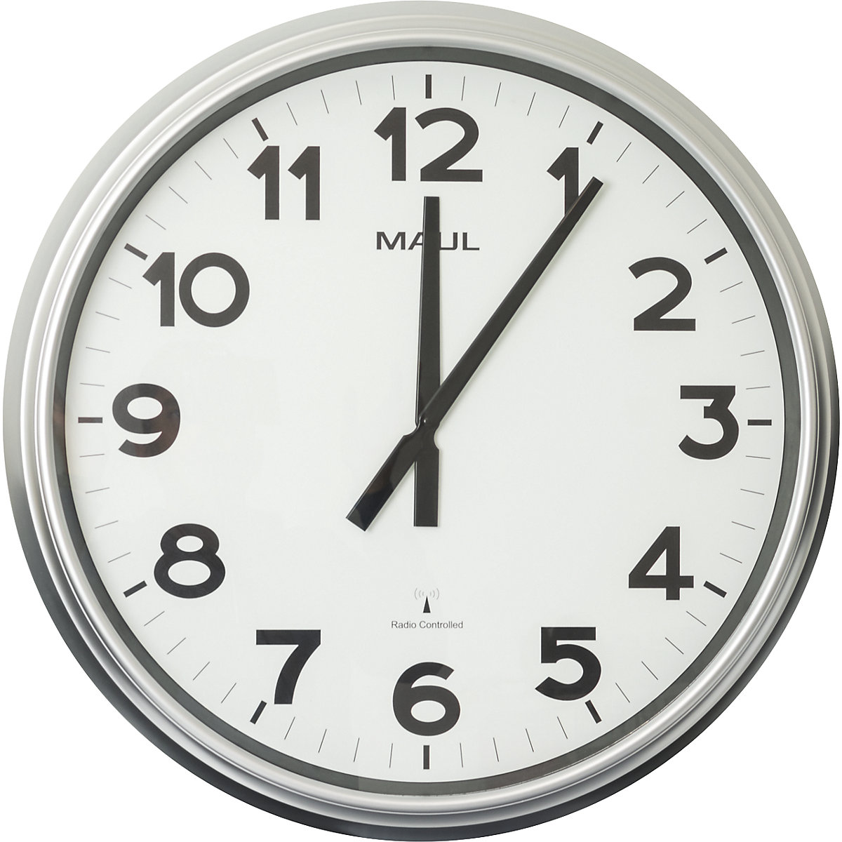 Orologio da parete MAULride – MAUL, orologio radiocontrollato, corpo argento, quadrante bianco-0