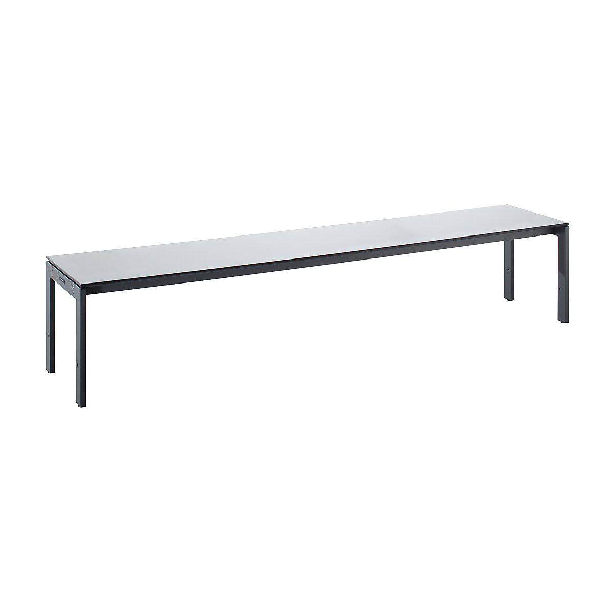 Panca per spogliatoi, un lato utile – Wolf, sedile in HPL, grigio chiaro, lunghezza 2000 mm-0