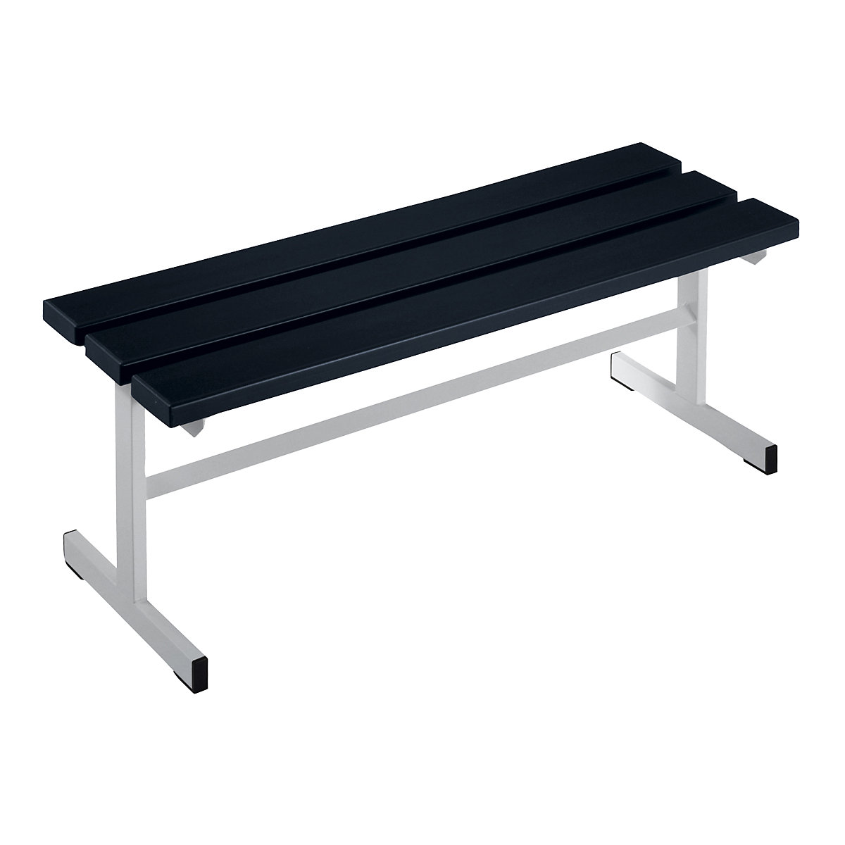 Panca per spogliatoi, un lato utile – Wolf, doghe in PVC, gamba a T, nero, lunghezza 1000 mm-0