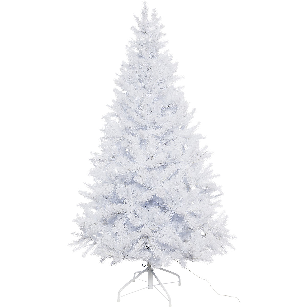 Albero di Natale artificiale con LED, bianco, supporto incluso, altezza 1200 mm, con 150 LED-0
