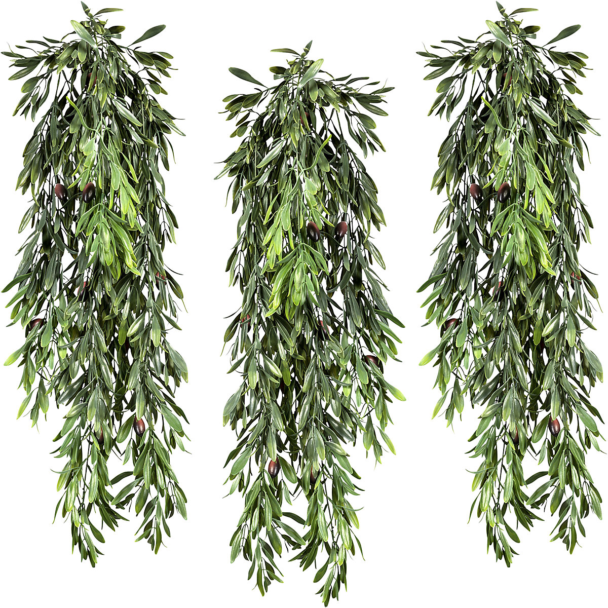 Foglie di ulivo a sospensione, conf. da 3 pz., con 10 olive, lunghezza 850 mm, verde-0
