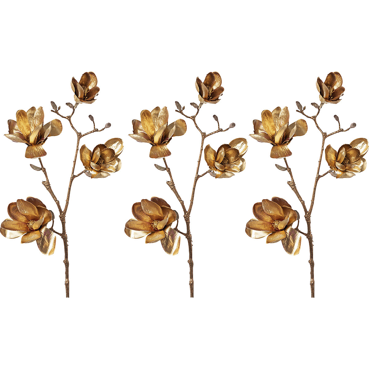 Magnolia, oro antico, conf. da 3 pz., altezza totale 850 mm-0