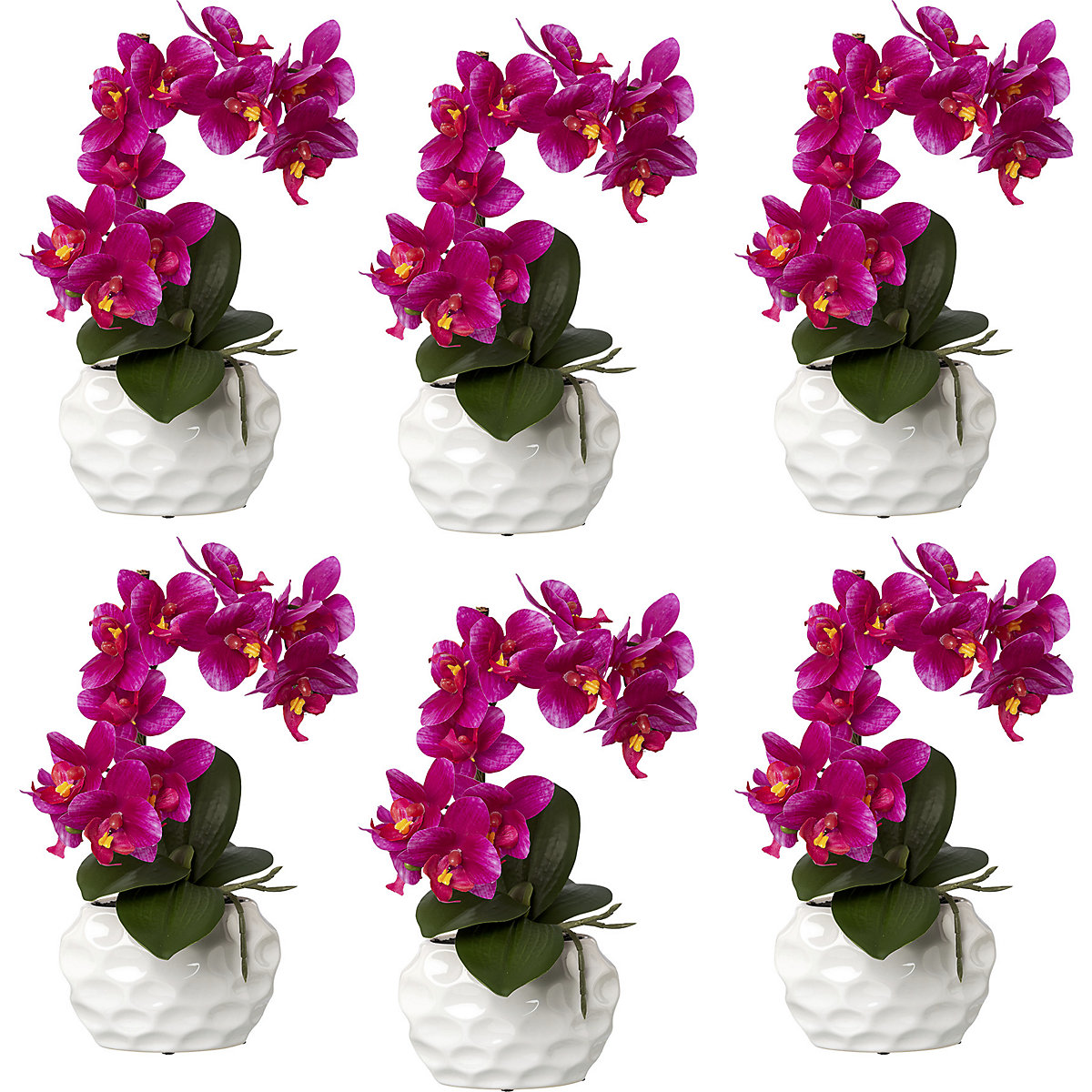 Orchidea phalaenopsis, real touch, altezza 330 mm, conf. da 6 pz., vaso di ceramica, viola-0