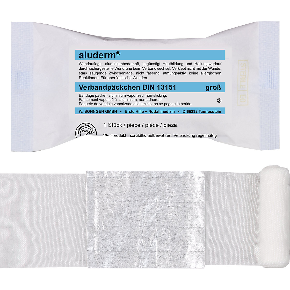 Kit di pronto soccorso aluderm®, contenuto a norma DIN 13151, a partire da 20 pz., compressa grande-0