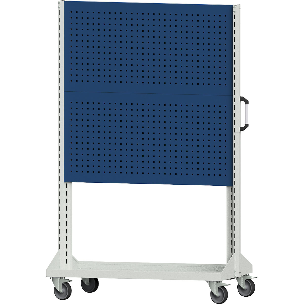 Carrello portattrezzi e portamateriale – ANKE, carrello di base con 2 x 2 pannelli forati, lunghezza 1250 mm, blu-0