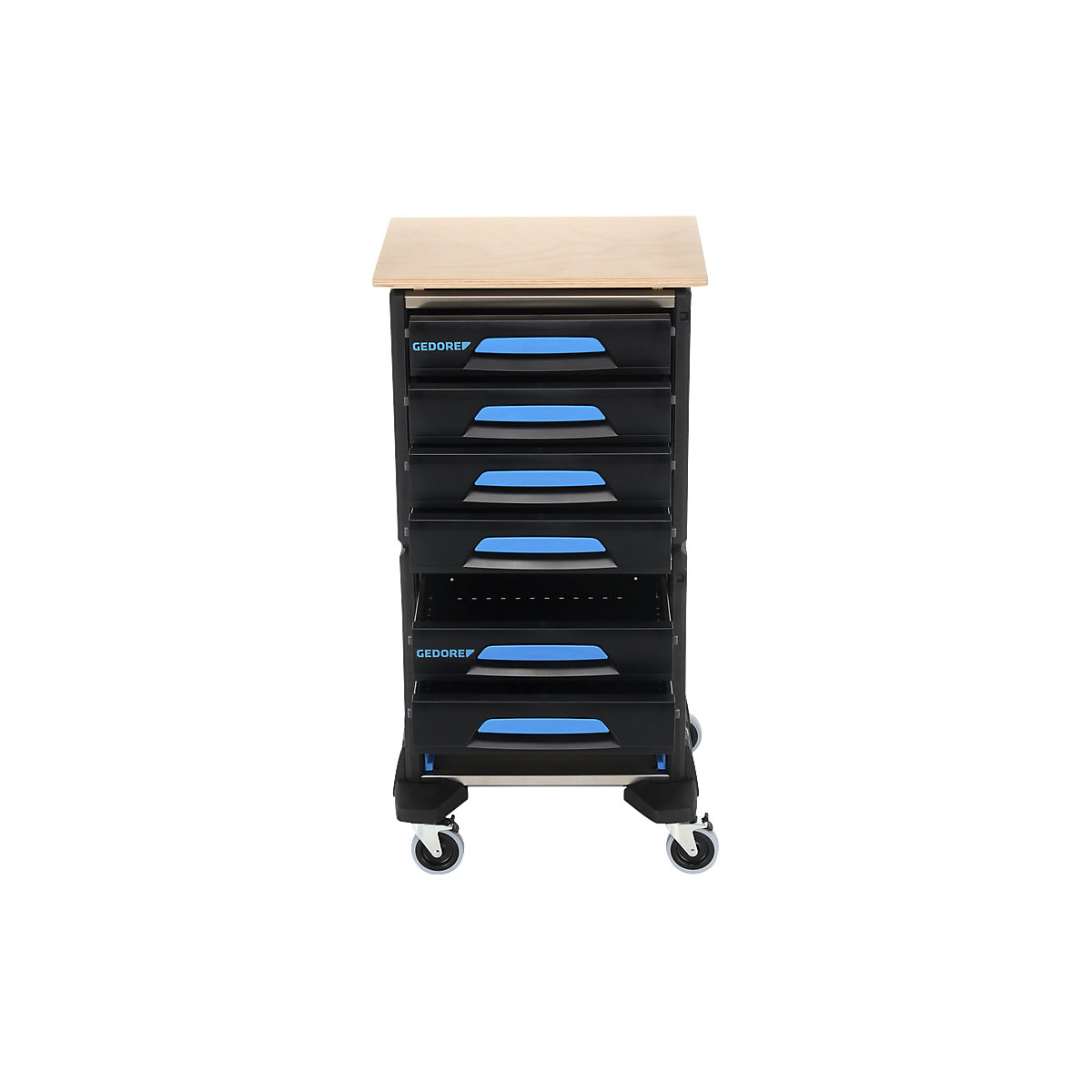 Carrello portautensili WorkMo – GEDORE, larghezza 580 mm, 6 cassetti, alt. x prof. 1140 x 550 mm, con assortimento di utensili da 72 pezzi-0