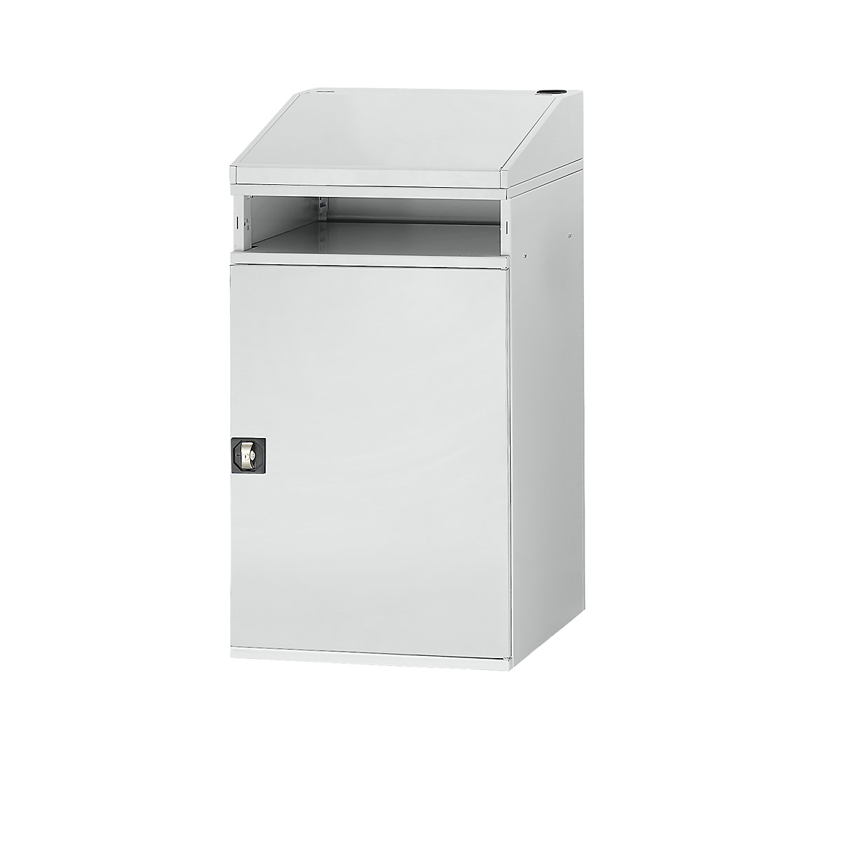Scrivinpiedi per uso industriale – RAU, con scomparto aperto sopra l'armadietto, larghezza 650 mm, grigio chiaro-0