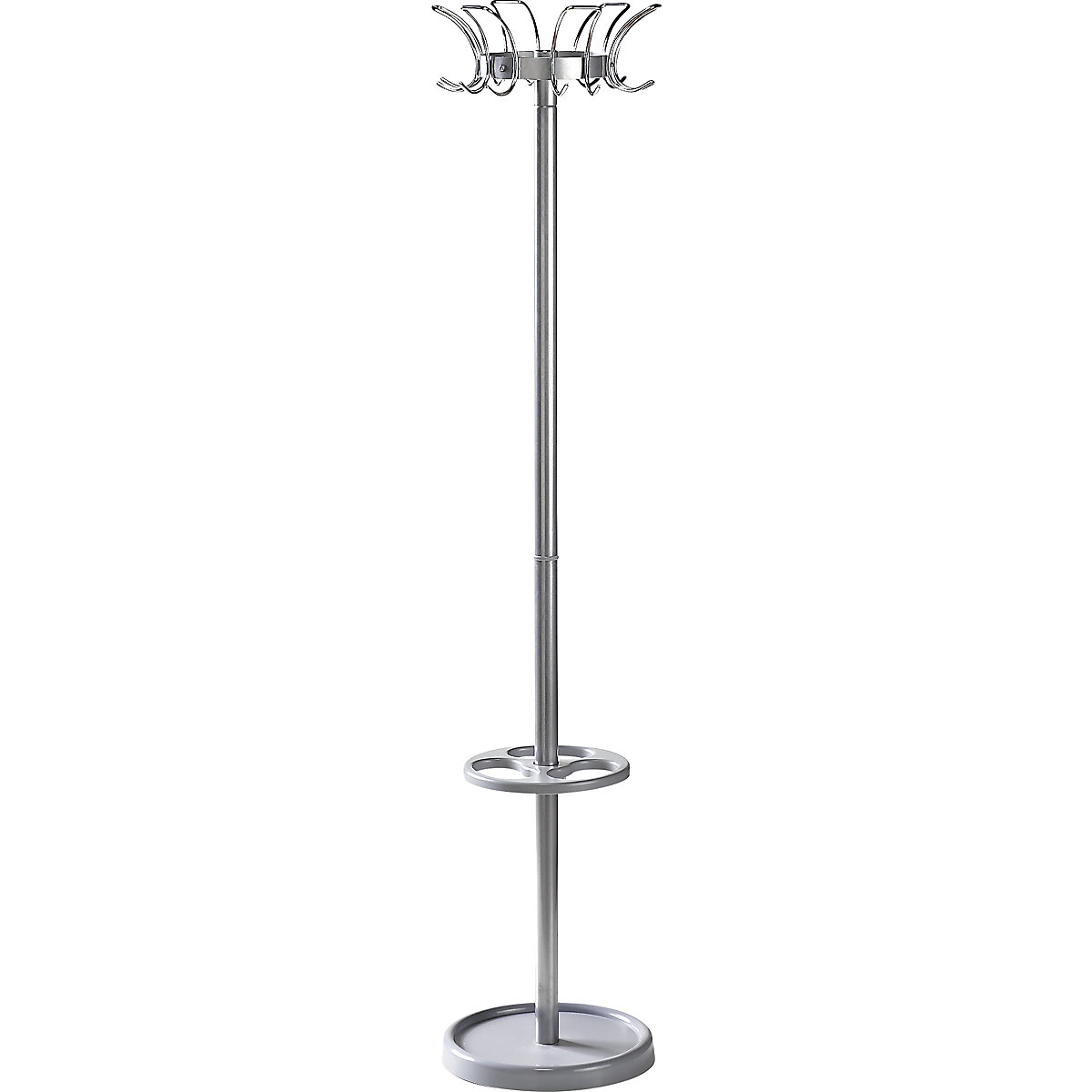 Appendiabiti a stelo, altezza 1800 mm, corona portaganci girevole, 6 ganci per cappelli e 12 per giacche-0