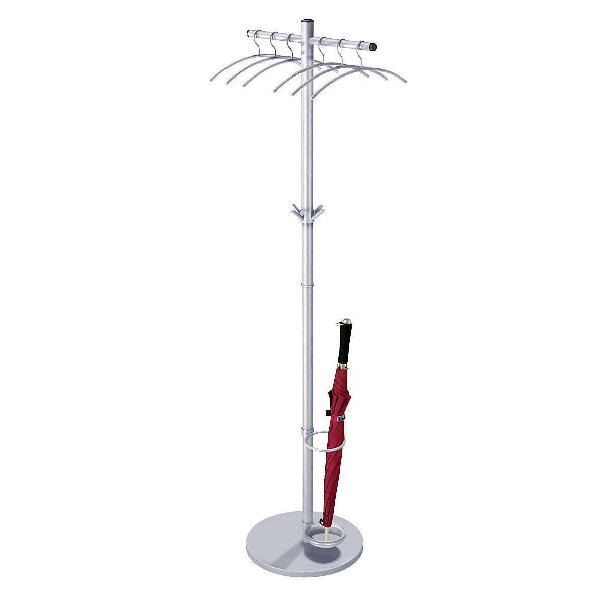 Appendiabiti a stelo, con 6 grucce e anello con ganci, Ø 550 mm, altezza 1700 mm-0