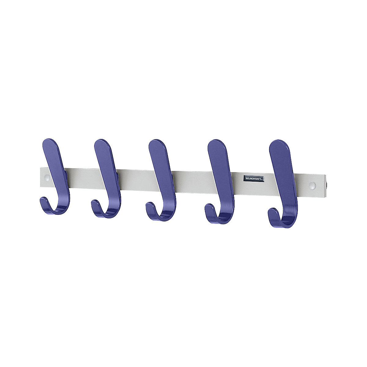 Asta appendiabiti – eurokraft pro, 5 ganci per abiti, alt. x largh. x prof. 130 x 600 x 60 mm, conf. da 2 pz., ganci colore blu-0