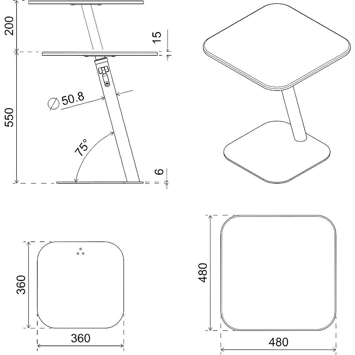 Tavolo per computer portatile Bento® – Dataflex (Foto prodotto 4)-3