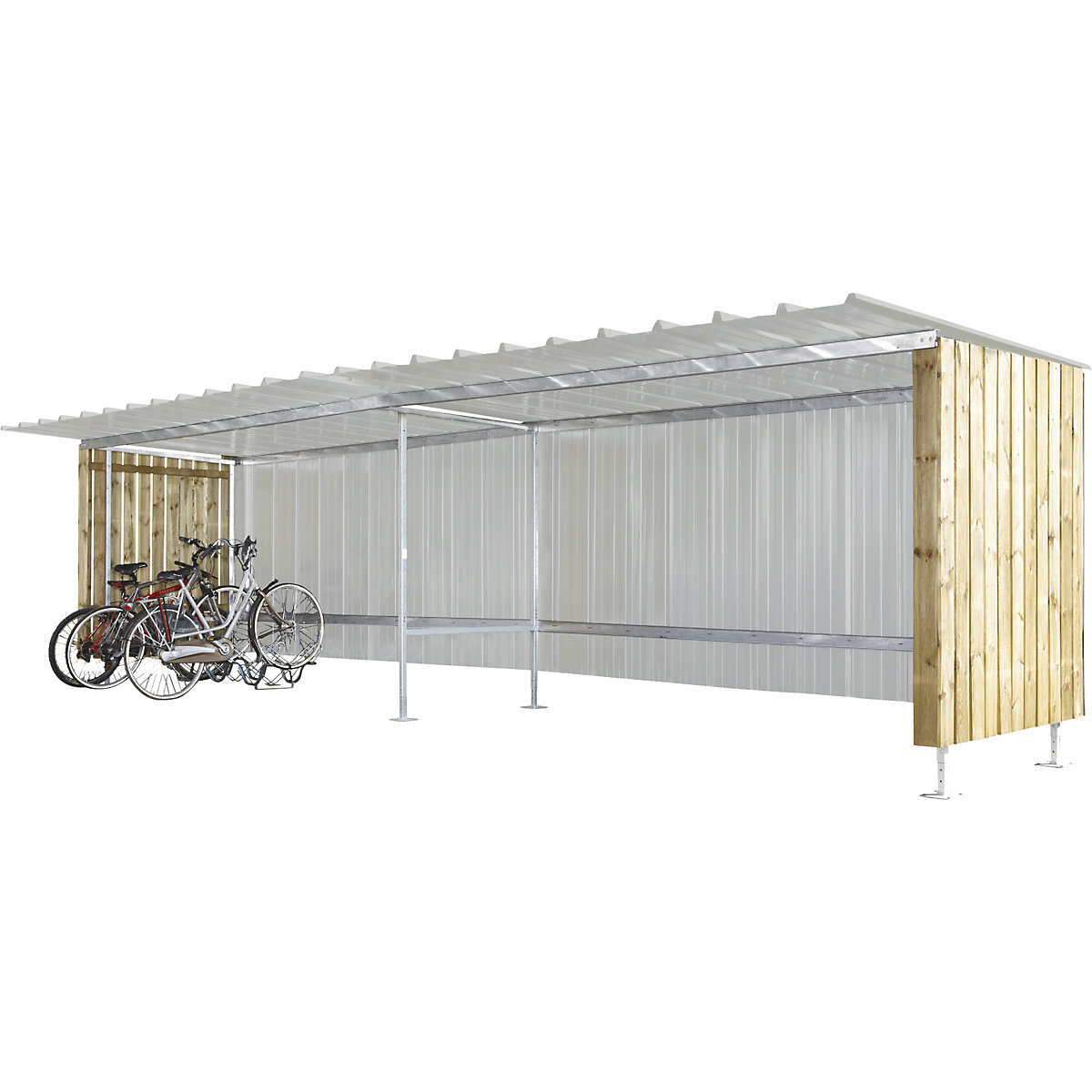Unterstand Mottez, HxB 2150 x 3990 mm, Metalloptik, Anbaueinheit für Modell B811C-0