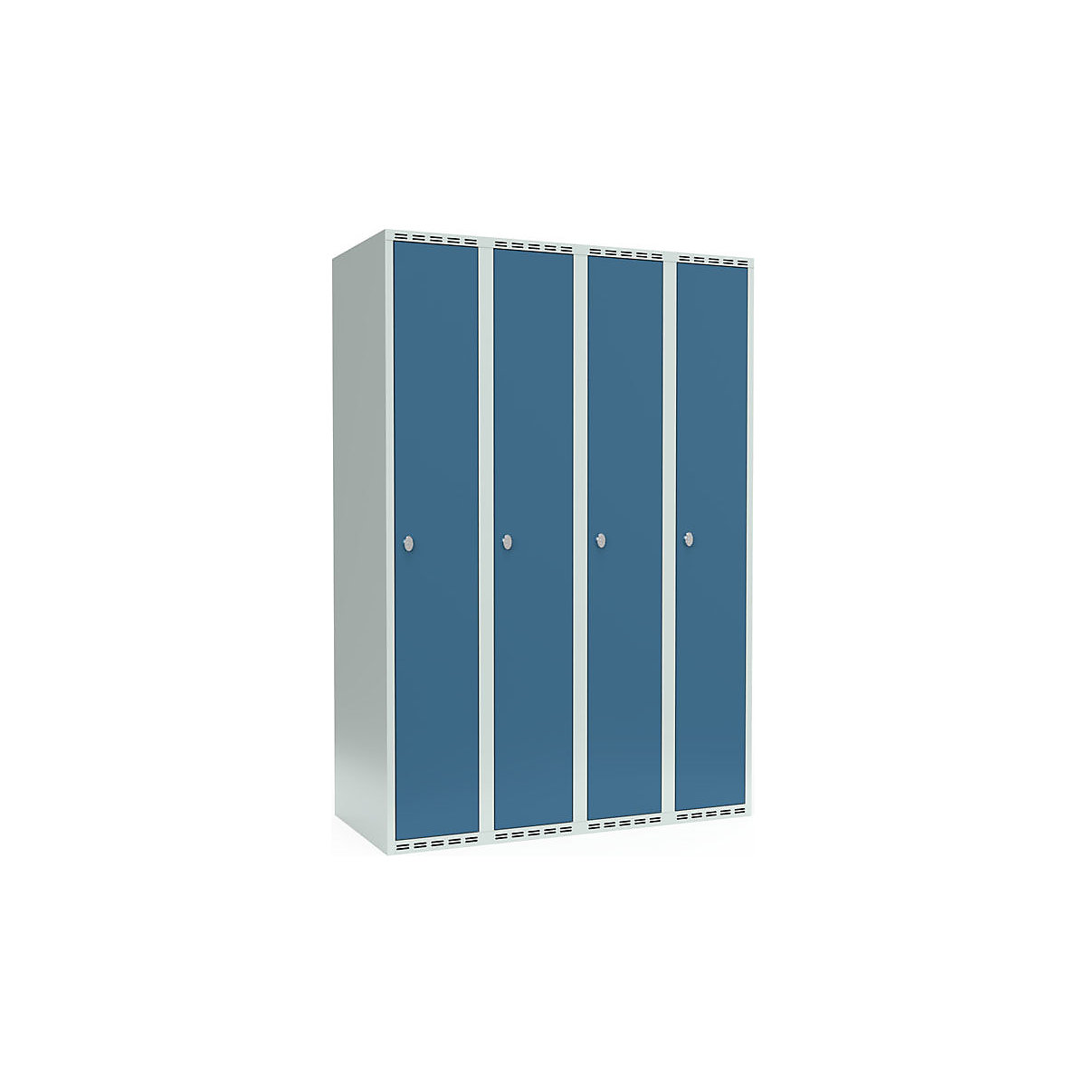 Armadietto Fydor, 4 scomparti, grigio chiaro / blu brillante, largh. 1200 mm, 4 scomparti, tetto piatto, lucchetto-2