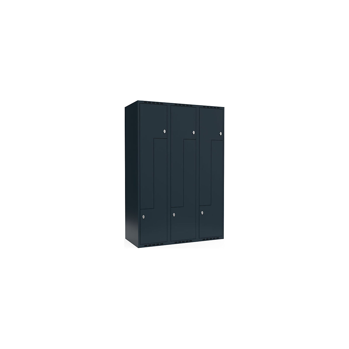 Armadietto a Z Fydor, 3 scomparti, grigio, largh. 1200 mm, 3 scomparti, tetto piatto, lucchetto-8