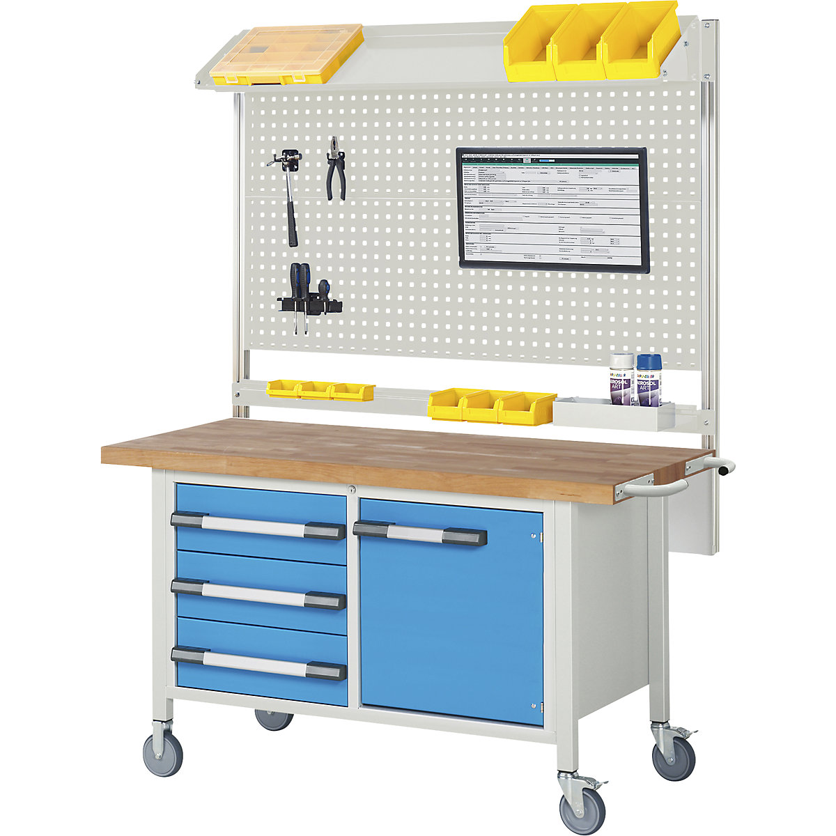 Banco da lavoro mobile Serie 8000, struttura a telaio – eurokraft pro (Foto prodotto 3)-2