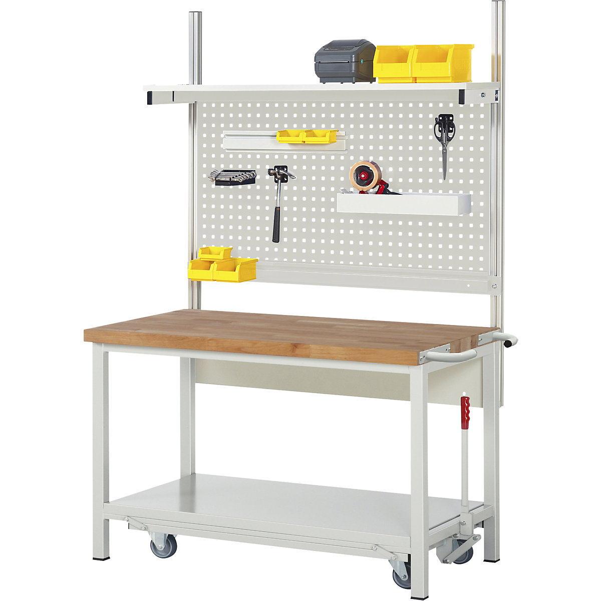 Banco da lavoro mobile abbassabile, struttura a telaio Serie 8000 – eurokraft pro (Foto prodotto 3)-2