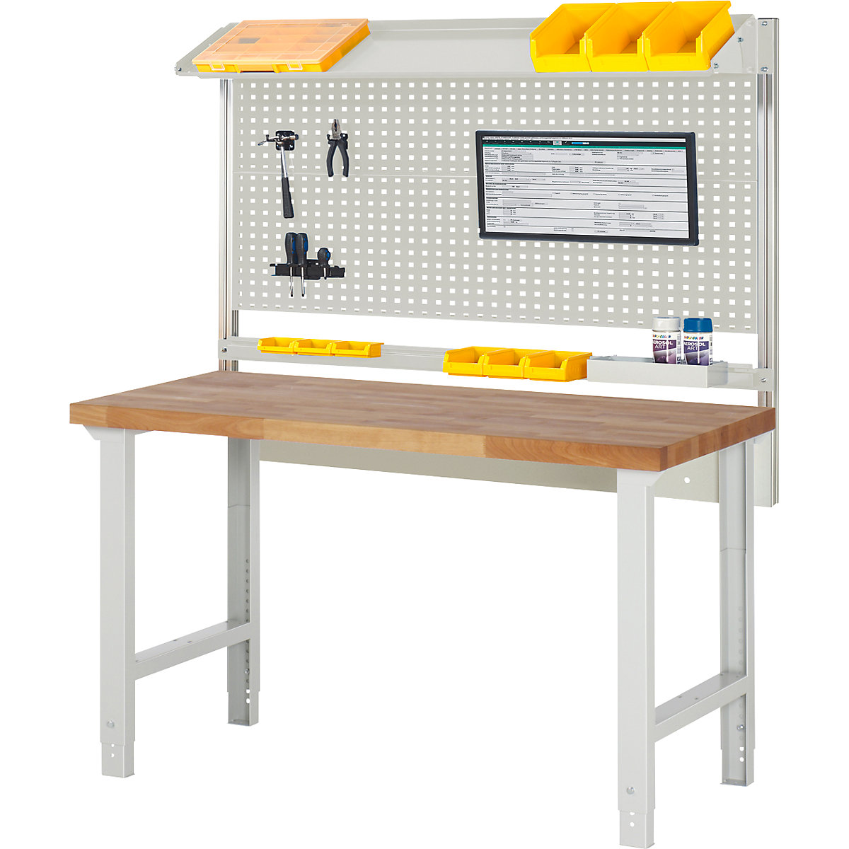Banco da lavoro con sovrastruttura serie 7000 – eurokraft pro