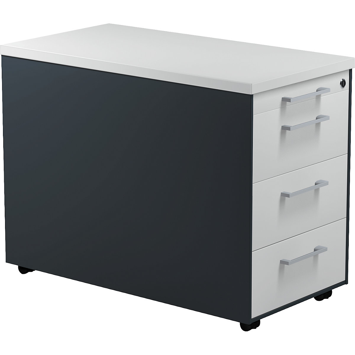 Schubladencontainer auf Rollen mauser, HxT 579 x 800 mm, 3 Schubladen, anthrazitgrau / lichtgrau / lichtgrau-2