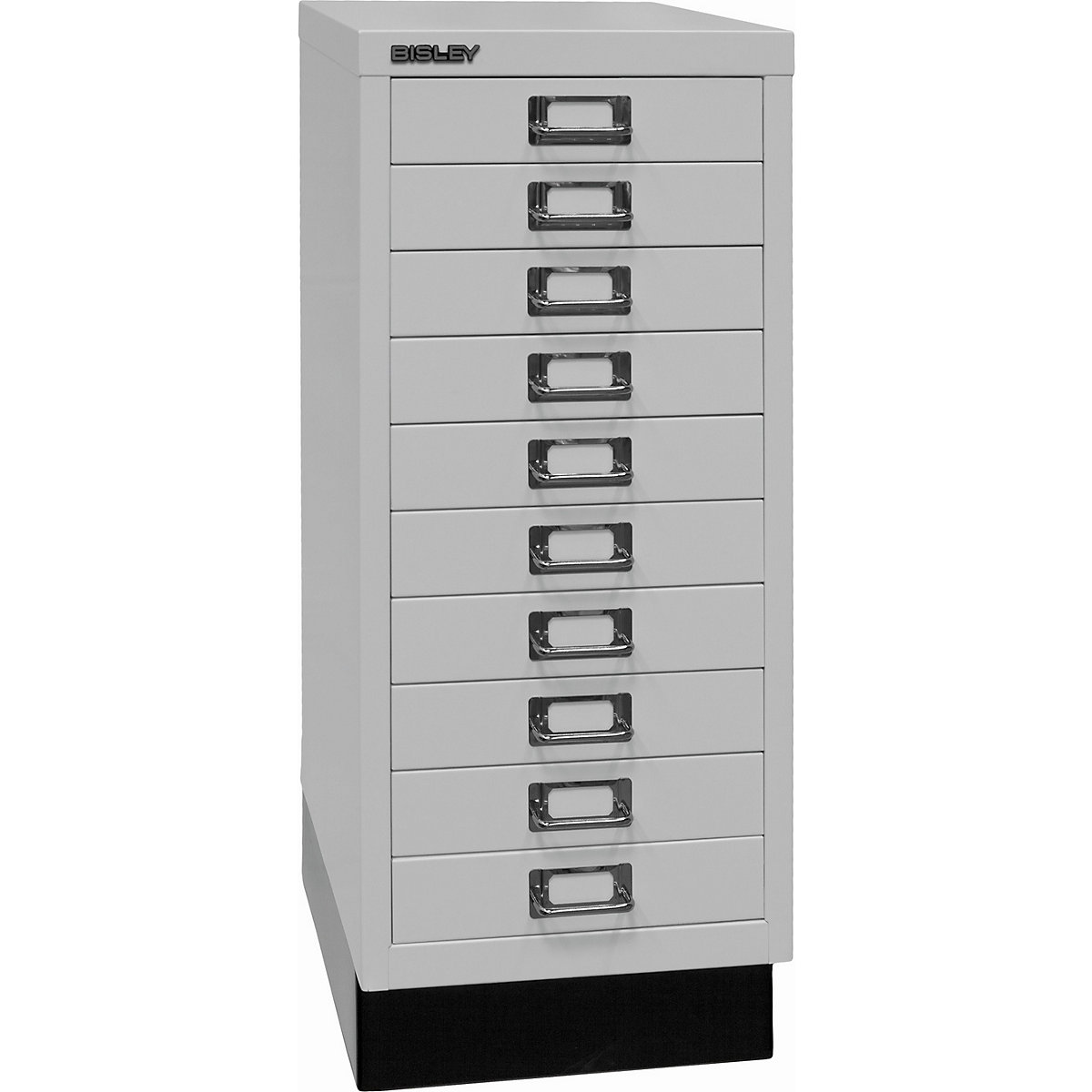 MultiDrawer™ 29er Serie BISLEY, mit Sockel, DIN A4, 10 Schubladen, lichtgrau-1