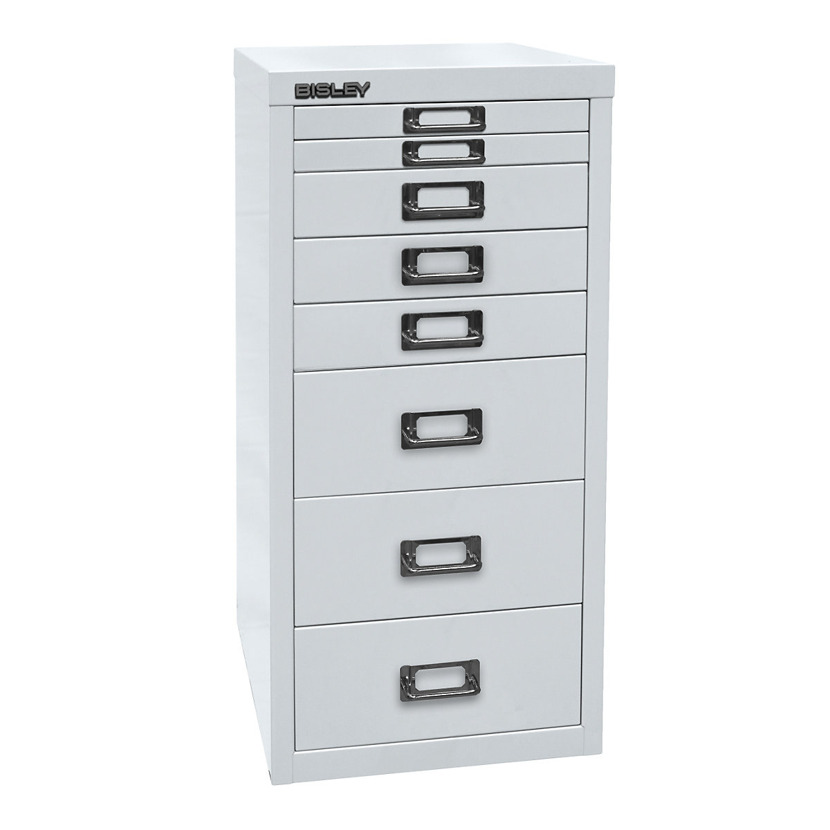 MultiDrawer™ 29er Serie BISLEY, DIN A4, 8 Schubladen, lichtgrau-1