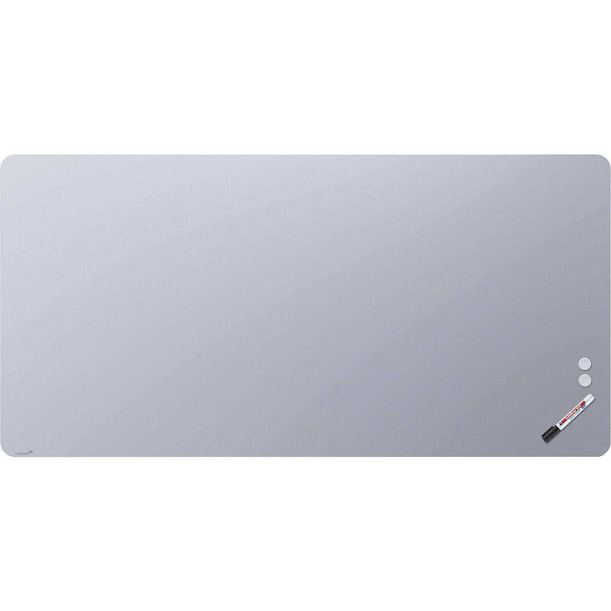 Mattes Glasboard, runde Ecken Legamaster, Sicherheitsglas, BxH 2000 x 1000 mm, pastellblau-1