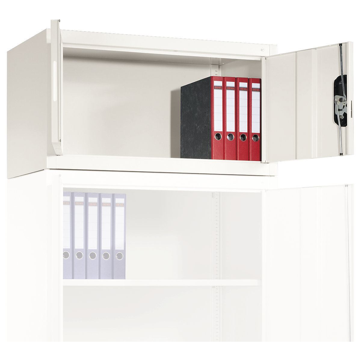 C+P Stahlschrank mit Flügeltüren, Aufsatzschrank HxBxT 500 x 1000 x 420 mm, verkehrsweiß