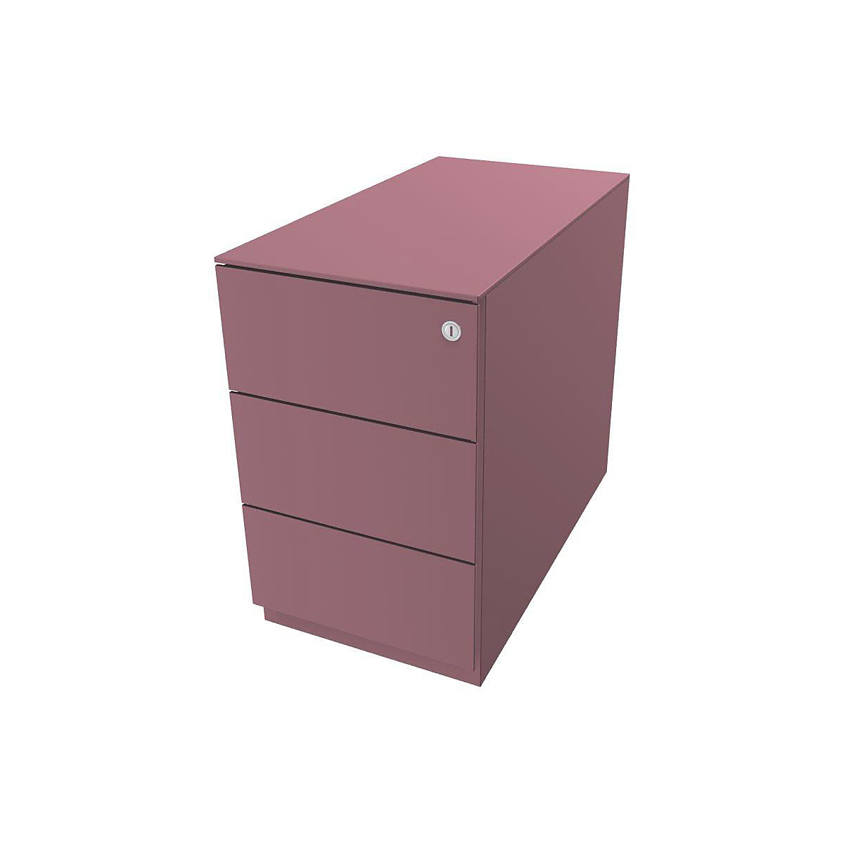 Rollcontainer Note™, mit 3 Universalschubladen BISLEY, HxBxT 502 x 300 x 565 mm, mit Griffleiste und Top, pink-1