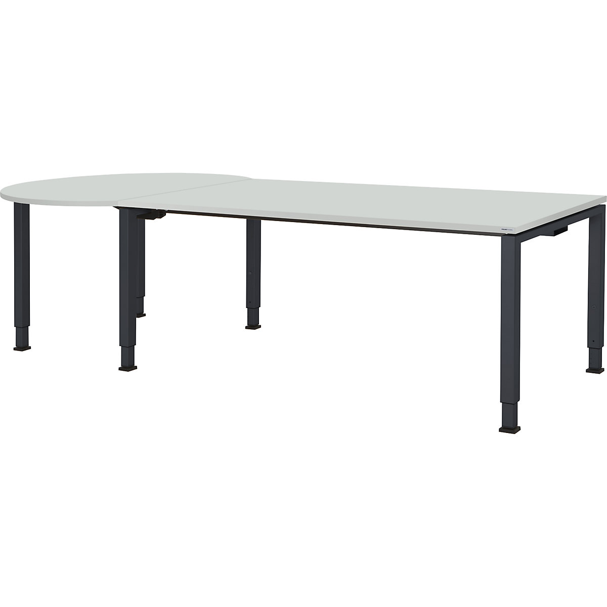 mauser Rechtecktisch, BxT 1800 x 900 mm, Ballonansatz links, Platte lichtgrau, Gestell anthrazitgrau