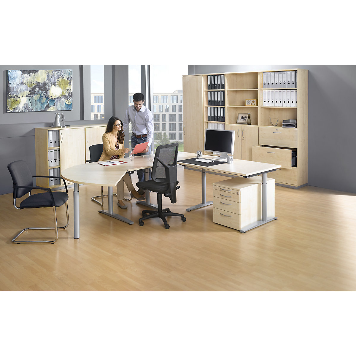 Schreibtisch mit C-Fußgestell HANNA (Produktabbildung 3)-2