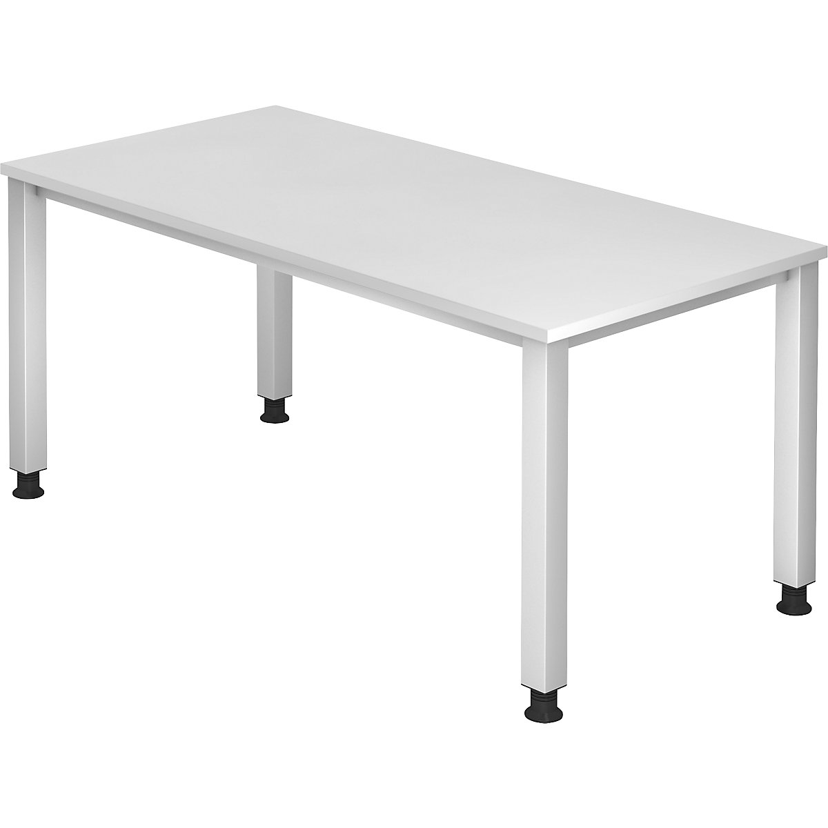 Schreibtisch eurokraft pro, 4-Fuß-Gestell, Breite 1600 mm, alusilber / weiß-0