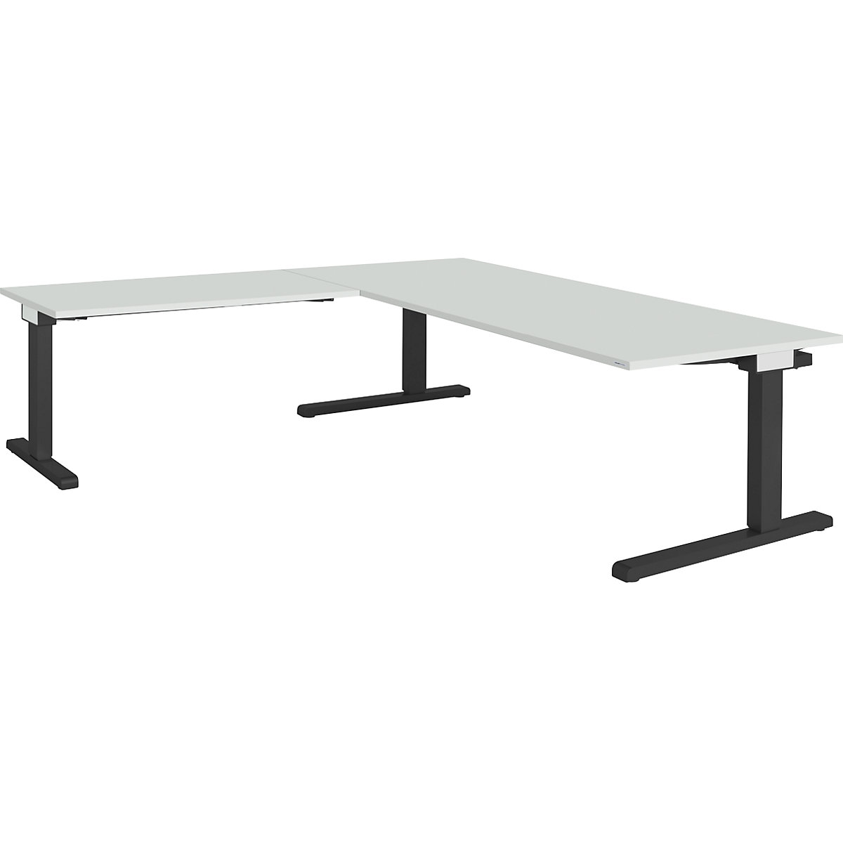 mauser Schreibtisch, verkettet, BxT 2000 x 900 mm, Winkelansatz links (Breite 1200 mm), Platte lichtgrau, Gestell anthrazitgrau