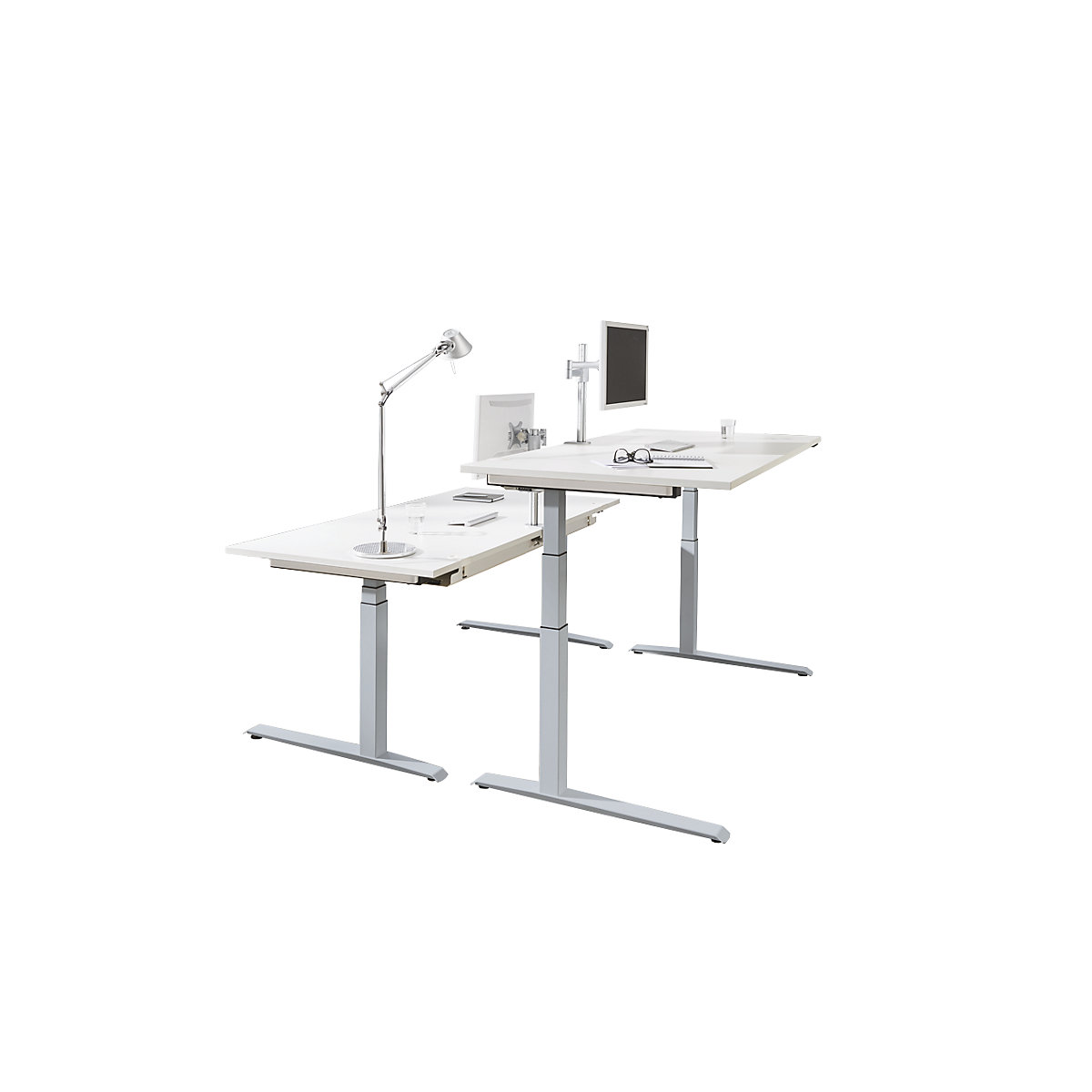 Schreibtisch, weiß / alusilber P12 eurokraft pro (Produktabbildung 2)-1