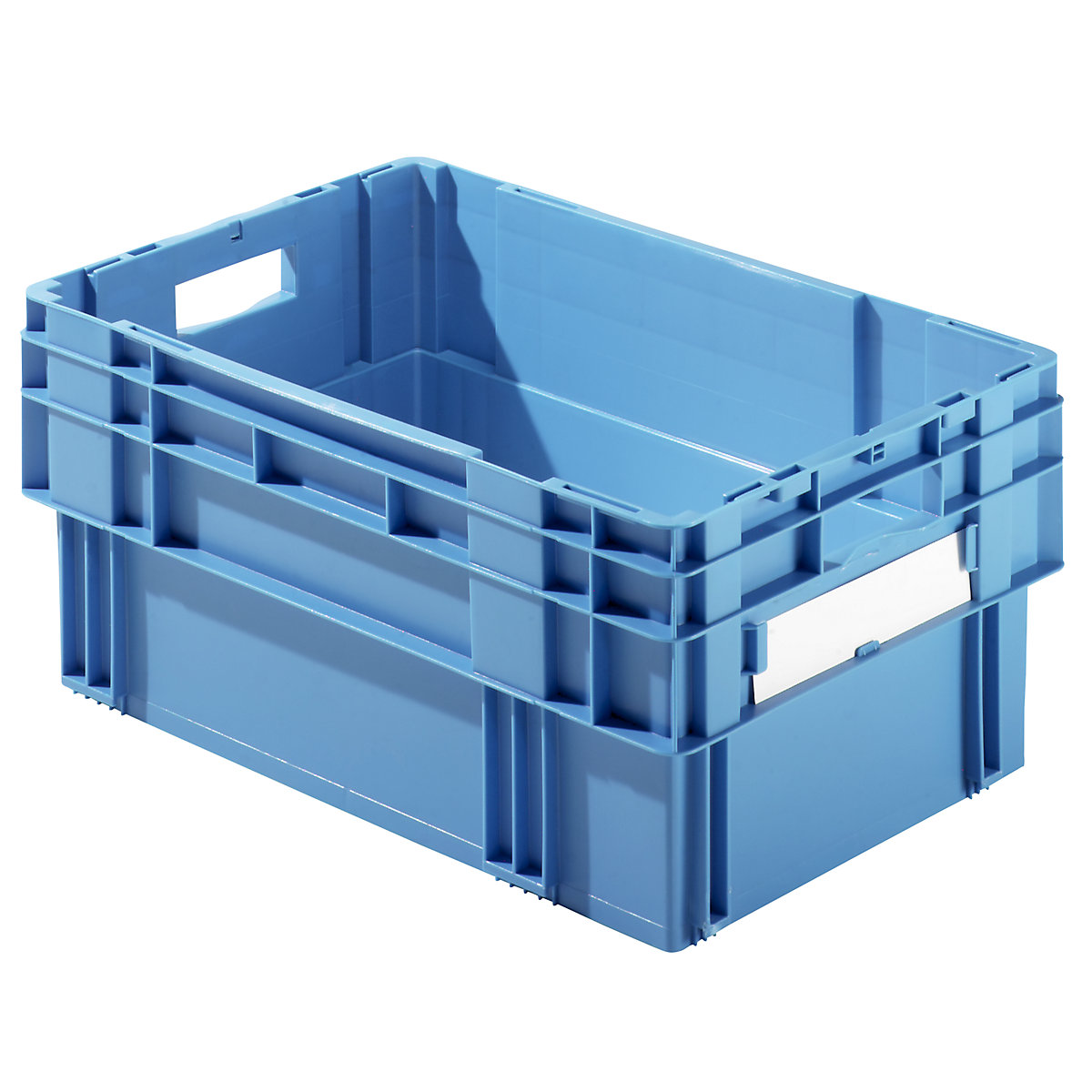 Bac gerbable et emboîtable, capacité 49 litres, parois et fond pleins, lot de 4, bleu