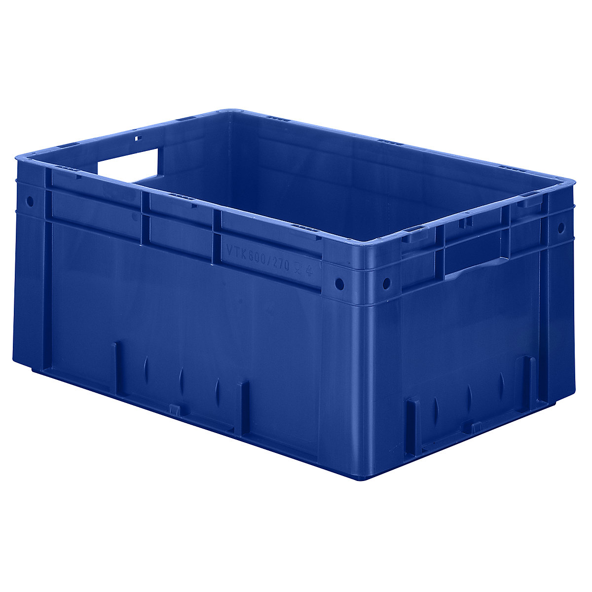 Bac norme Europe pour charges lourdes, en polypropylène, capacité 50 l, L x l x h 600 x 400 x 270 mm, parois pleines, fond plein, bleu, lot de 2
