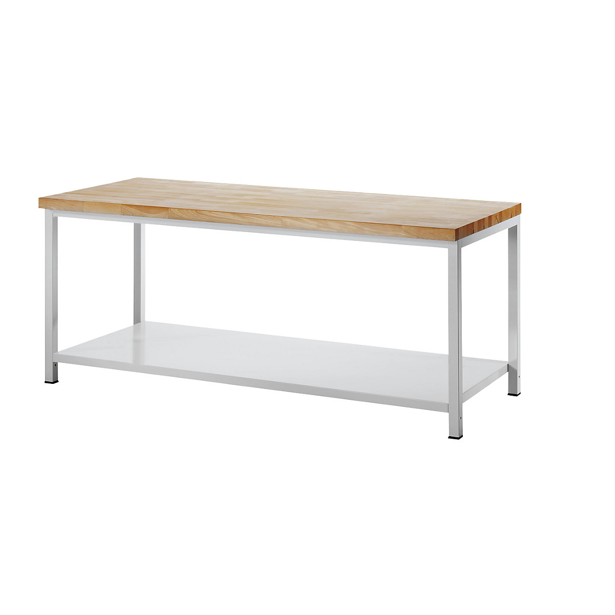 Bancada de trabalho, estrutura modular – RAU, 1 prateleira em chapa de aço, profundidade 900 mm, largura 2000 mm-0