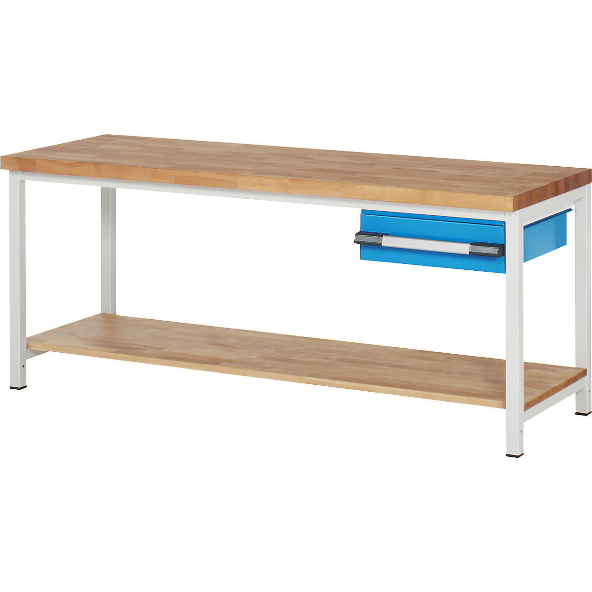 Bancada de trabalho, estrutura modular série 8000 – eurokraft pro, 1 gaveta de 150 mm, 1 prateleira, LxP 2000 x 700 mm-0