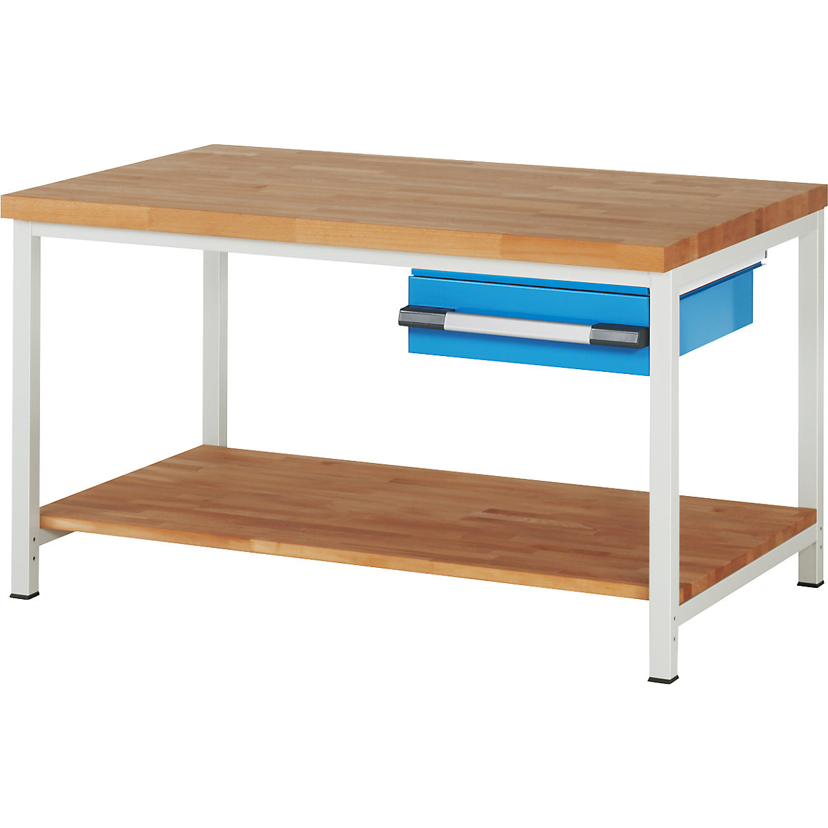 Bancada de trabalho, estrutura modular série 8000 – eurokraft pro, 1 gaveta de 150 mm, 1 prateleira, LxP 1500 x 900 mm-0
