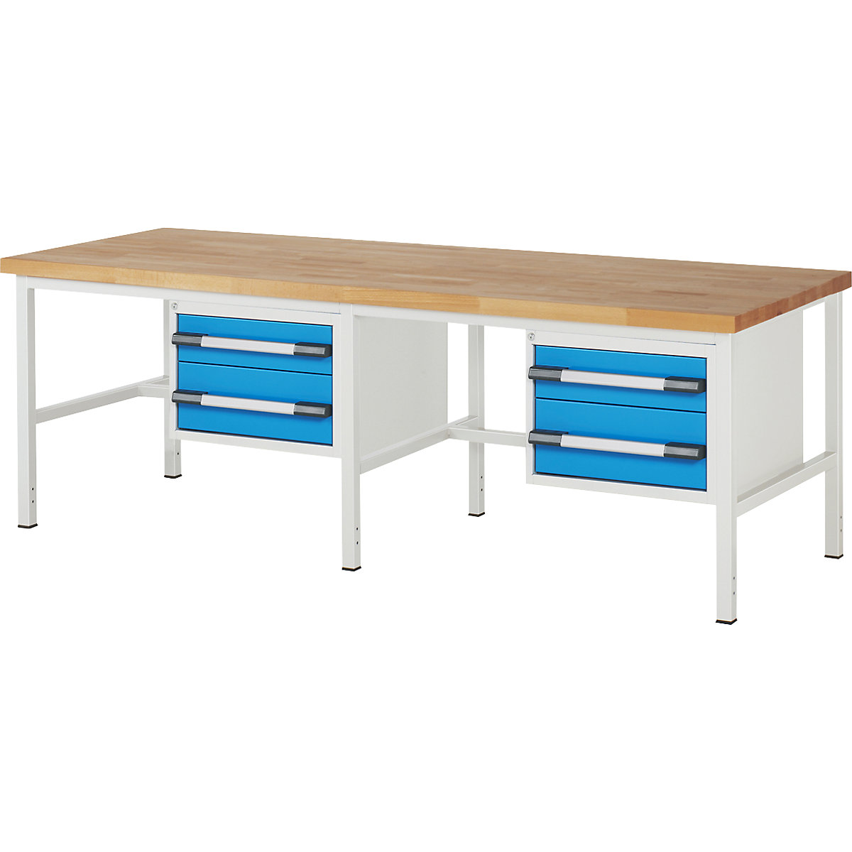Bancada de trabalho, estrutura modular série 8000 – eurokraft pro, 4 gavetas: 2 x 150, 2 x 210 mm, LxP 2500 x 900 mm-0