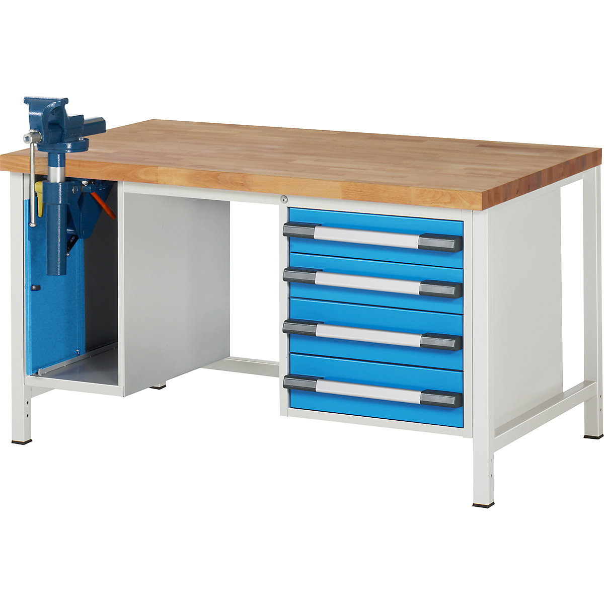 Bancada de trabalho, estrutura modular série 8000 – eurokraft pro, 4 gavetas: 2 x 120, 2 x 150 mm, 1 armário, LxP 1500 x 900 mm-0