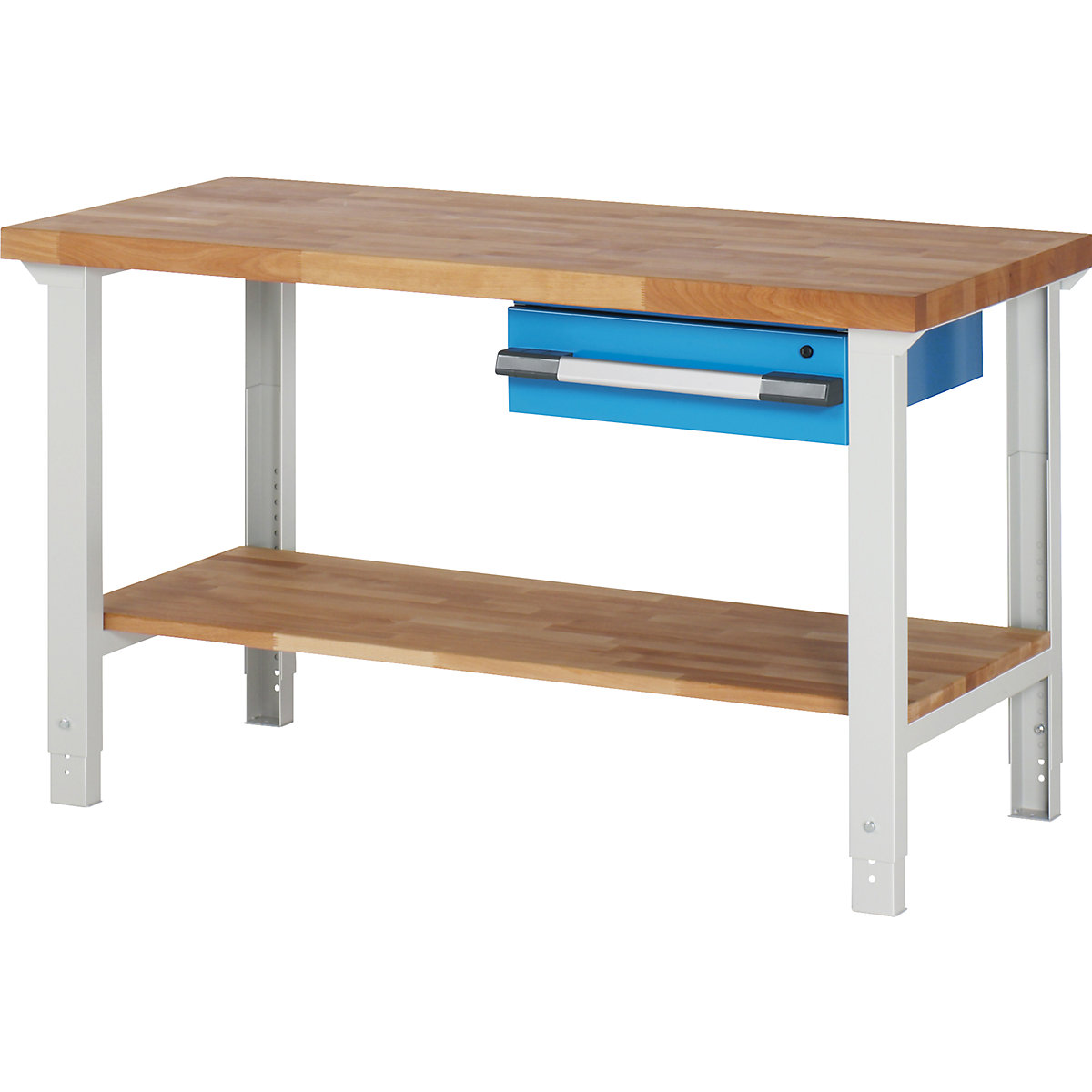 Bancada de trabalho, sistema modular série 7000 – eurokraft pro, 1 gaveta, 1 prateleira, LxP 1500 x 700 mm-0