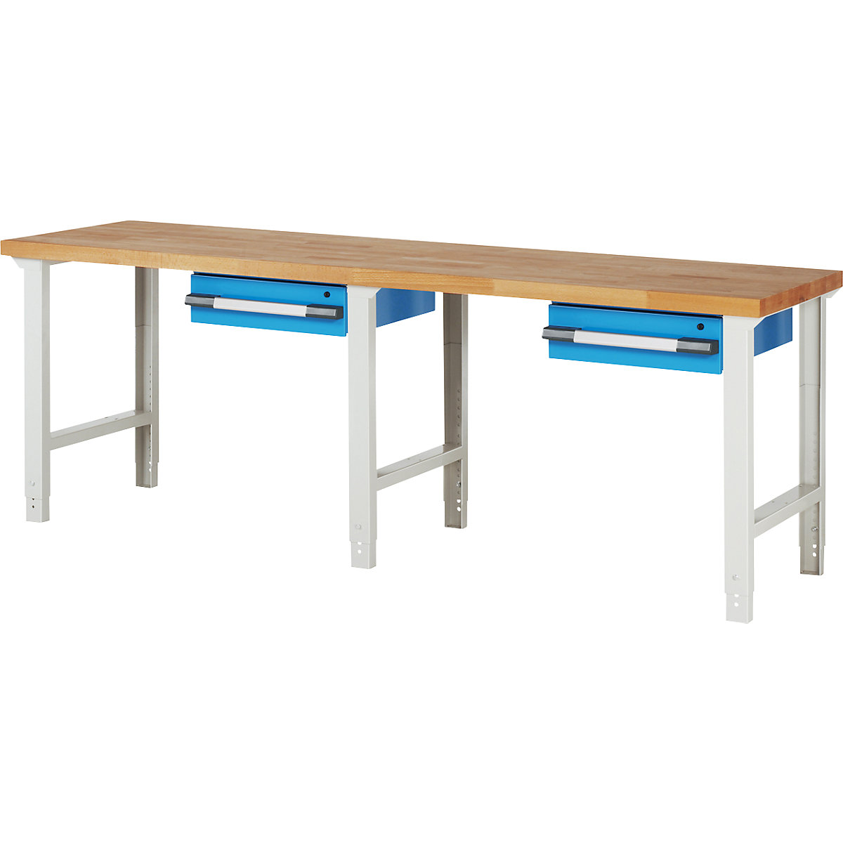 Bancada de trabalho, sistema modular série 7000 – eurokraft pro, 2 gavetas suspensas, LxP 2500 x 700 mm-0