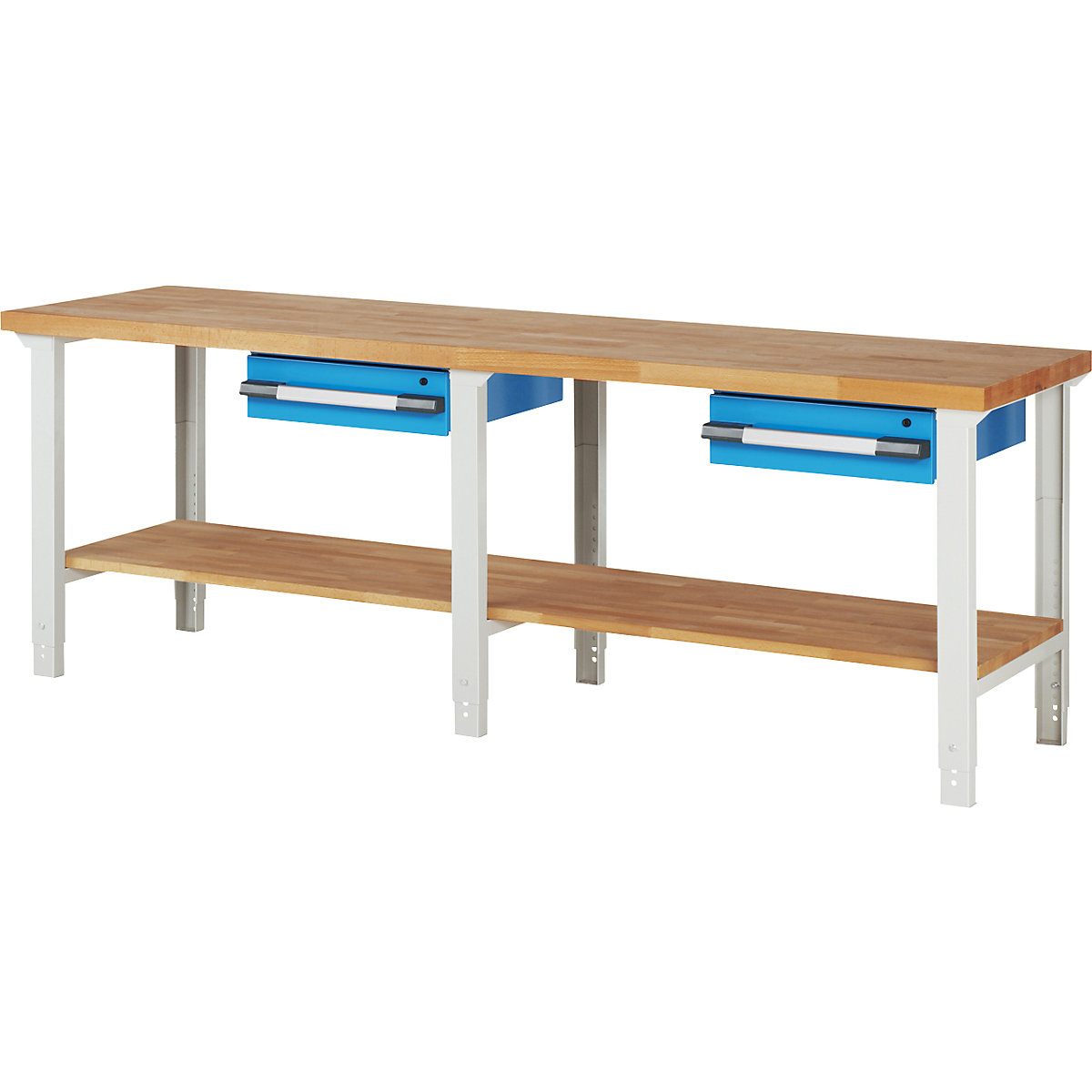 Bancada de trabalho, sistema modular série 7000 – eurokraft pro, 2 gavetas 150 mm, LxP 2500 x 700 mm-0