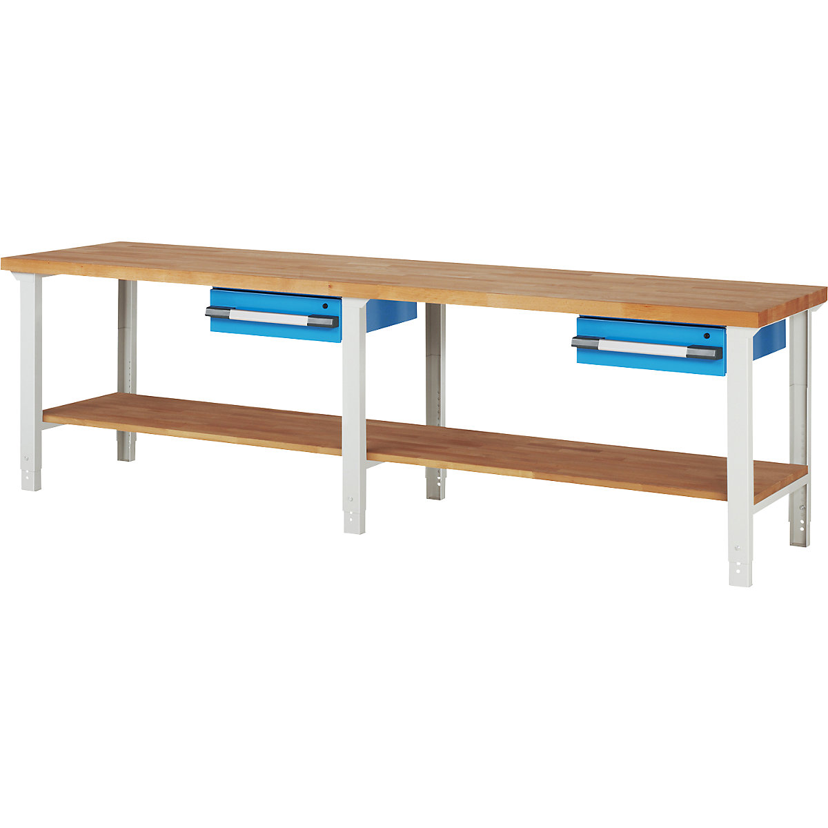 Bancada de trabalho, sistema modular série 7000 – eurokraft pro, 2 gavetas 150 mm, LxP 3000 x 700 mm-0