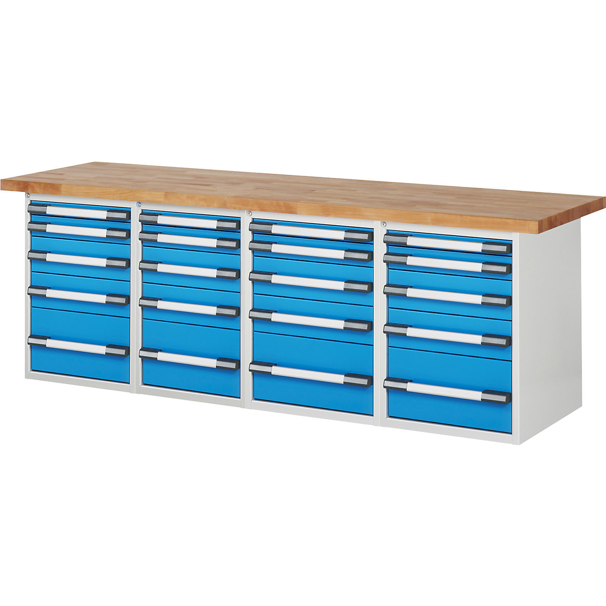 Bancada de trabalho, sistema modular série 7000 – eurokraft pro, 20 gavetas, LxP 2500 x 700 mm-0