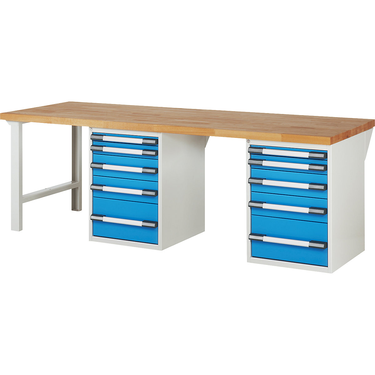 Bancada de trabalho, sistema modular série 7000 – eurokraft pro, 10 gavetas, extra largo, LxP 2500 x 900 mm-0